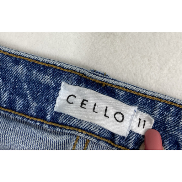 Cello Jeans Juniors Size 11 Destroyed Raw Hem Medium Wash Denim Straight Hi Rise - Picture 3 of 14